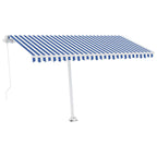 VidaXL Luifel vrijstaand handmatig uittrekbaar 400x300 cm blauw en wit
