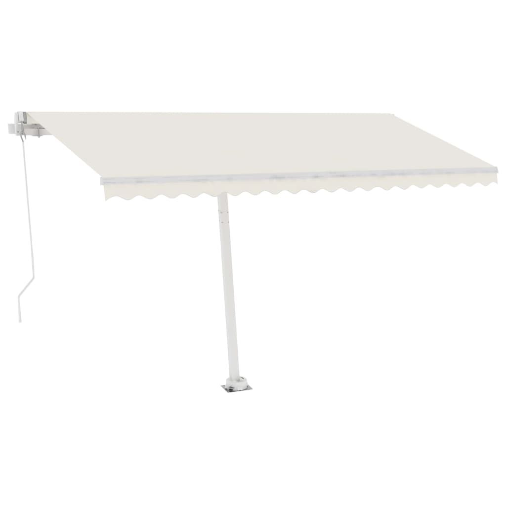 VidaXL Luifel vrijstaand handmatig uittrekbaar 400x300 cm crèmekleurig