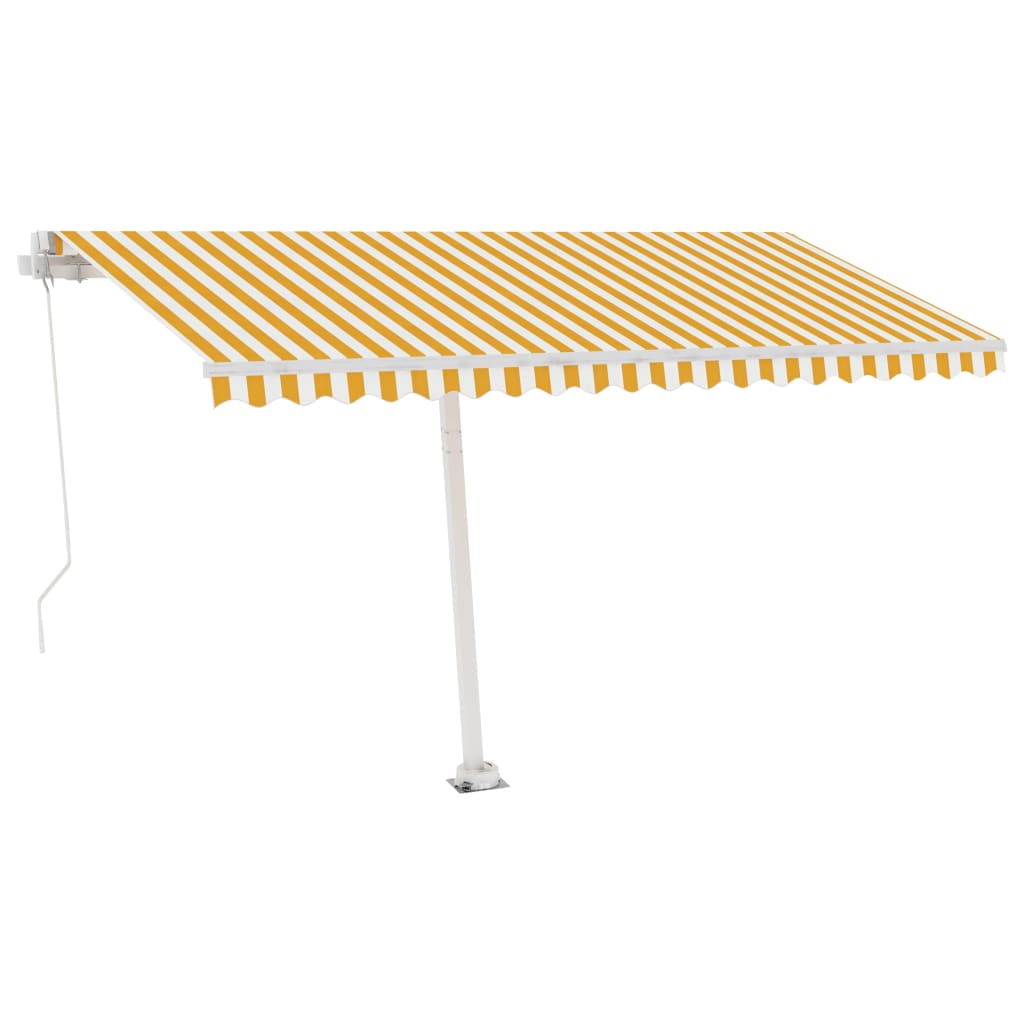 VidaXL Luifel vrijstaand handmatig uittrekbaar 400x300 cm geel en wit