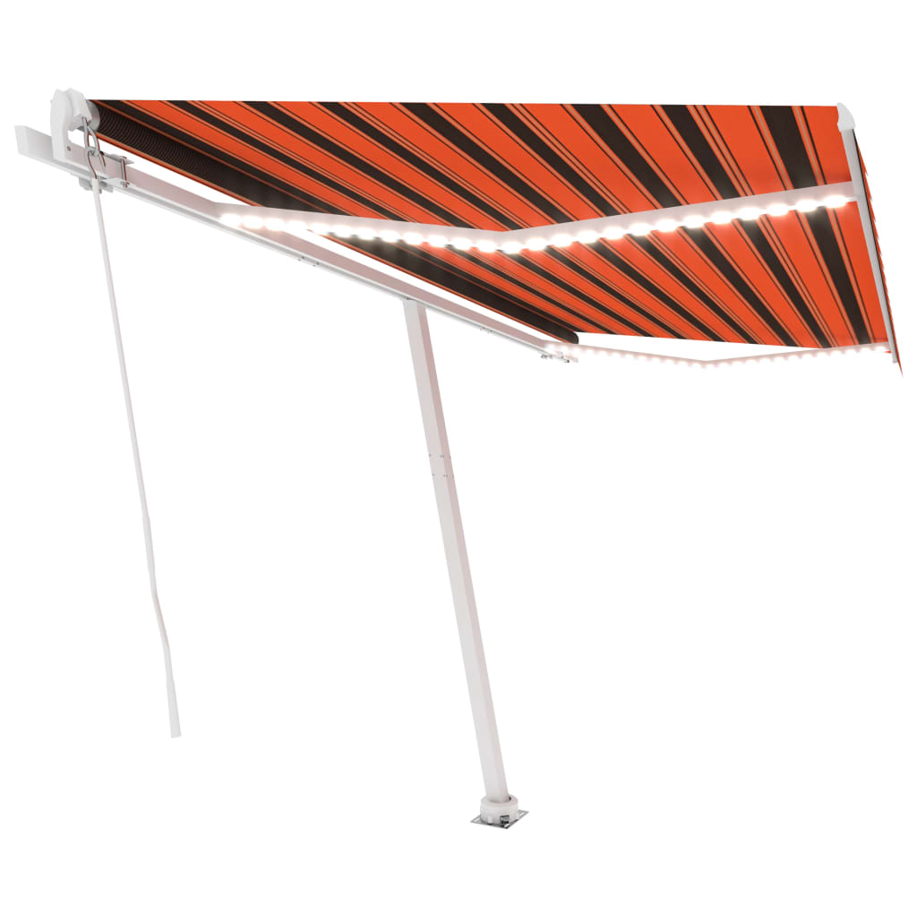 VidaXL Luifel handmatig uittrekbaar met LED 400x300 cm oranje en bruin