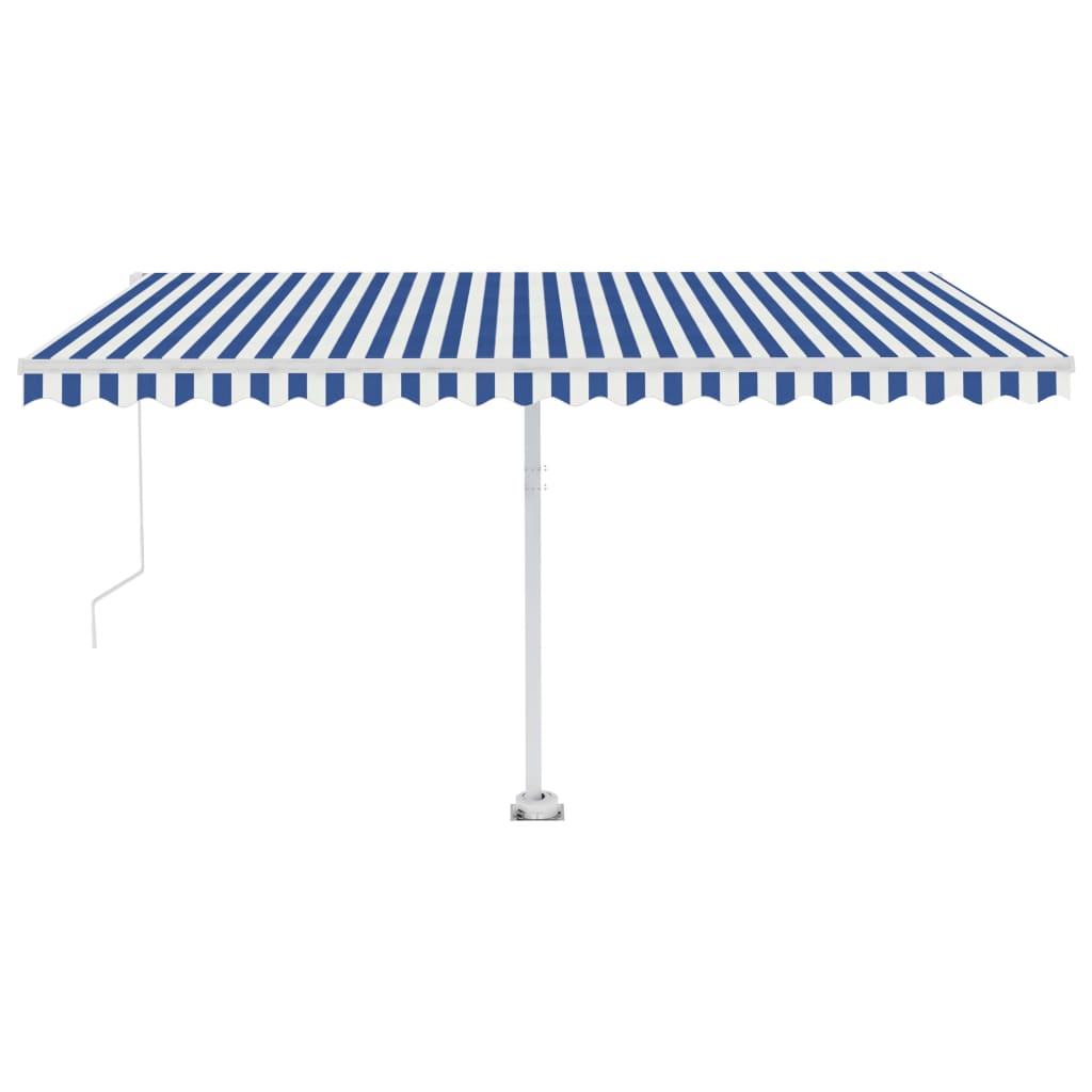 VidaXL Luifel handmatig uittrekbaar met LED 450x300 cm blauw en wit