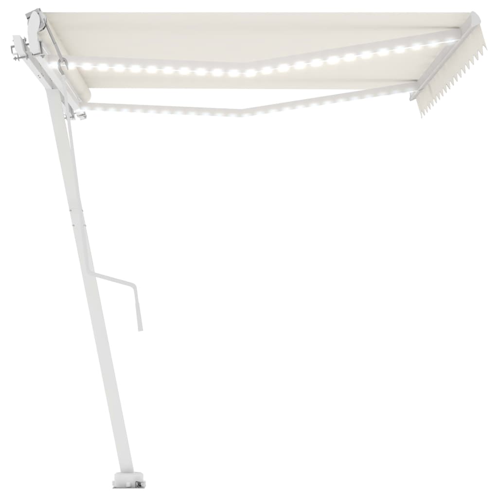 VidaXL Luifel automatisch met LED en windsensor 450x300 cm crèmekleur