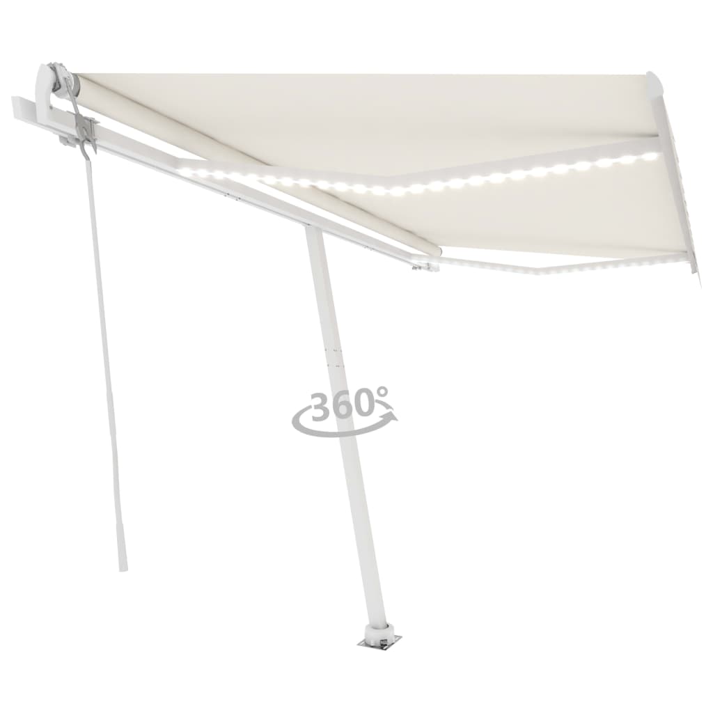 VidaXL Luifel automatisch met LED en windsensor 450x300 cm crèmekleur