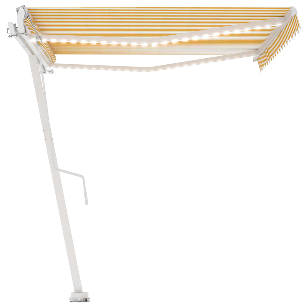 VidaXL Luifel automatisch met LED en windsensor 450x300 cm geel en wit