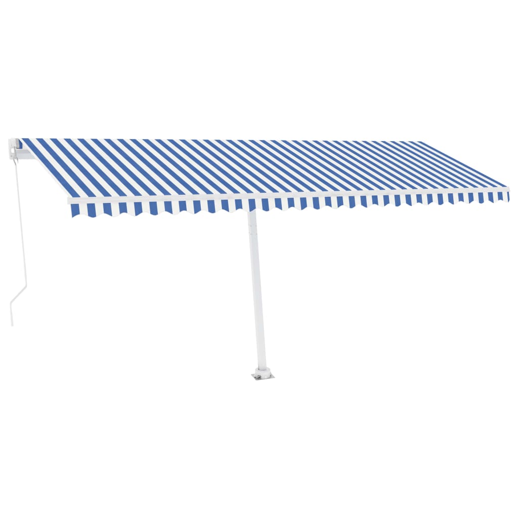 VidaXL Luifel handmatig uittrekbaar met LED 500x300 cm blauw en wit