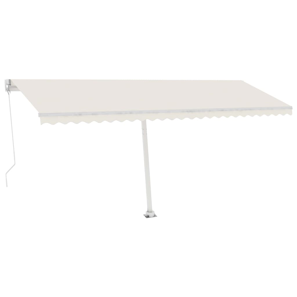 VidaXL Luifel handmatig uittrekbaar met LED 500x300 cm crèmekleurig