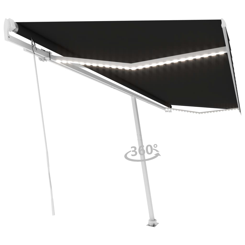 VidaXL Luifel handmatig uittrekbaar met LED 500x300 cm antracietkleur