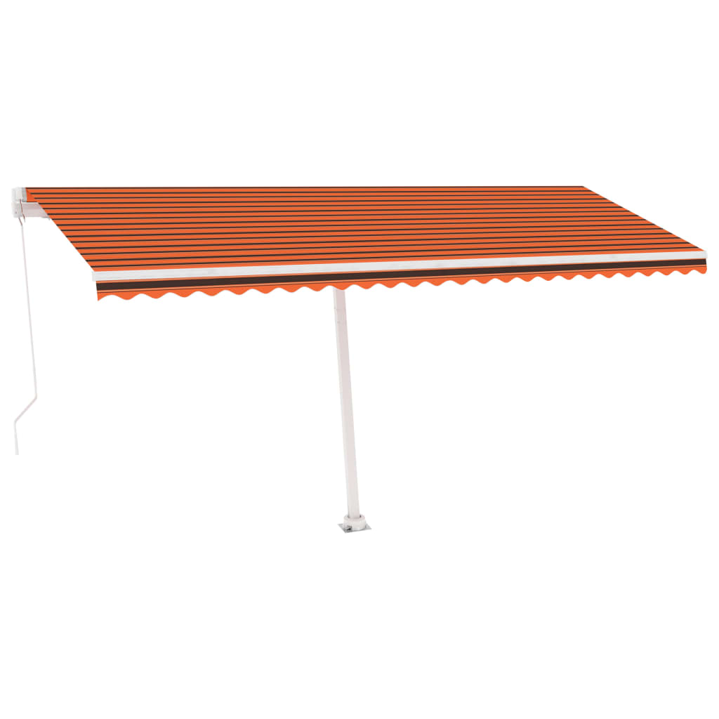VidaXL Luifel handmatig uittrekbaar met LED 500x300 cm oranje en bruin