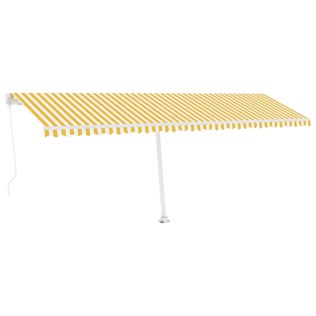 VidaXL Luifel handmatig uittrekbaar met LED 600x300 cm geel en wit