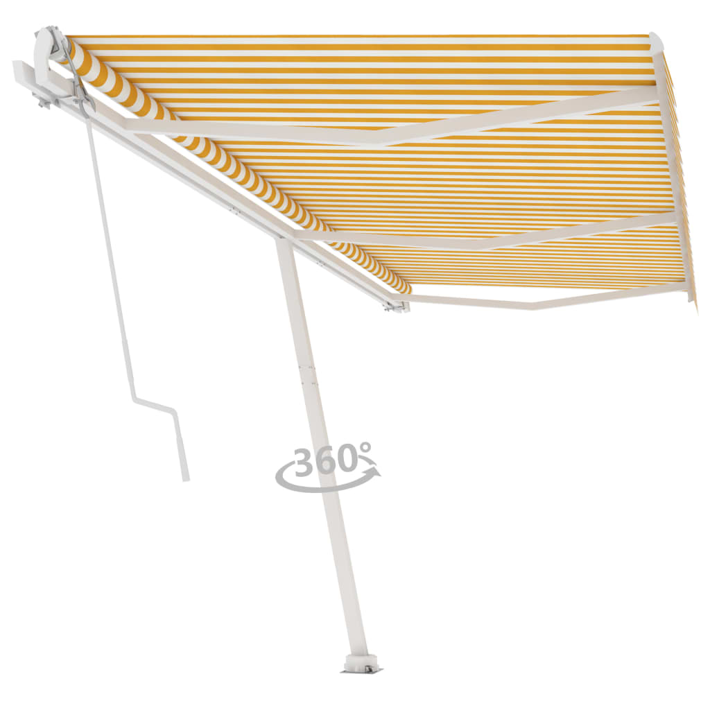 VidaXL Luifel vrijstaand automatisch 600x300 cm geel en wit