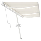 VidaXL Luifel automatisch met LED en windsensor 600x300 cm crèmekleur