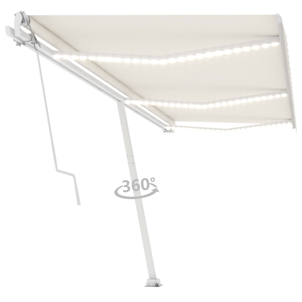 VidaXL Luifel automatisch met LED en windsensor 600x300 cm crèmekleur