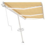 VidaXL Luifel automatisch met LED en windsensor 600x300 cm geel en wit
