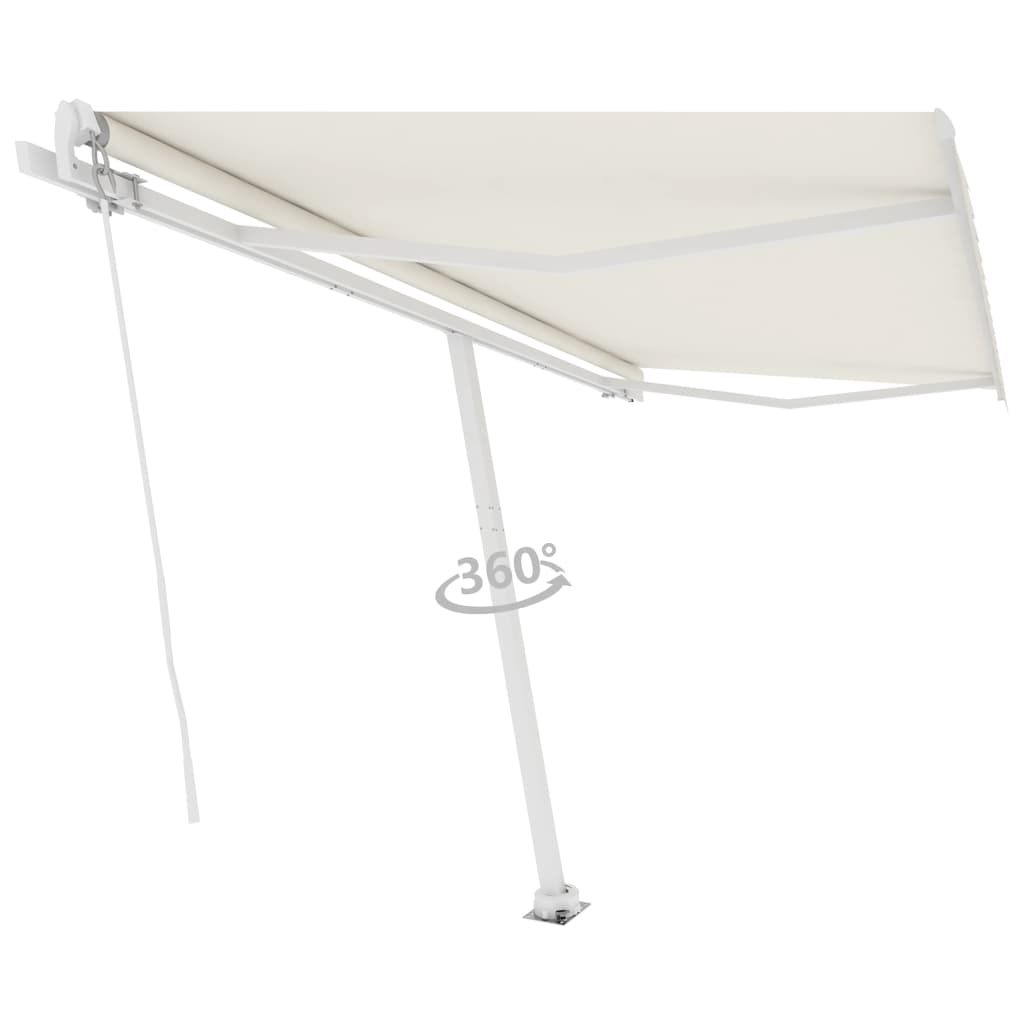 VidaXL Luifel vrijstaand handmatig uittrekbaar 400x350 cm crèmekleurig