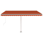 VidaXL Luifel handmatig uittrekbaar met LED 400x350 cm oranje en bruin