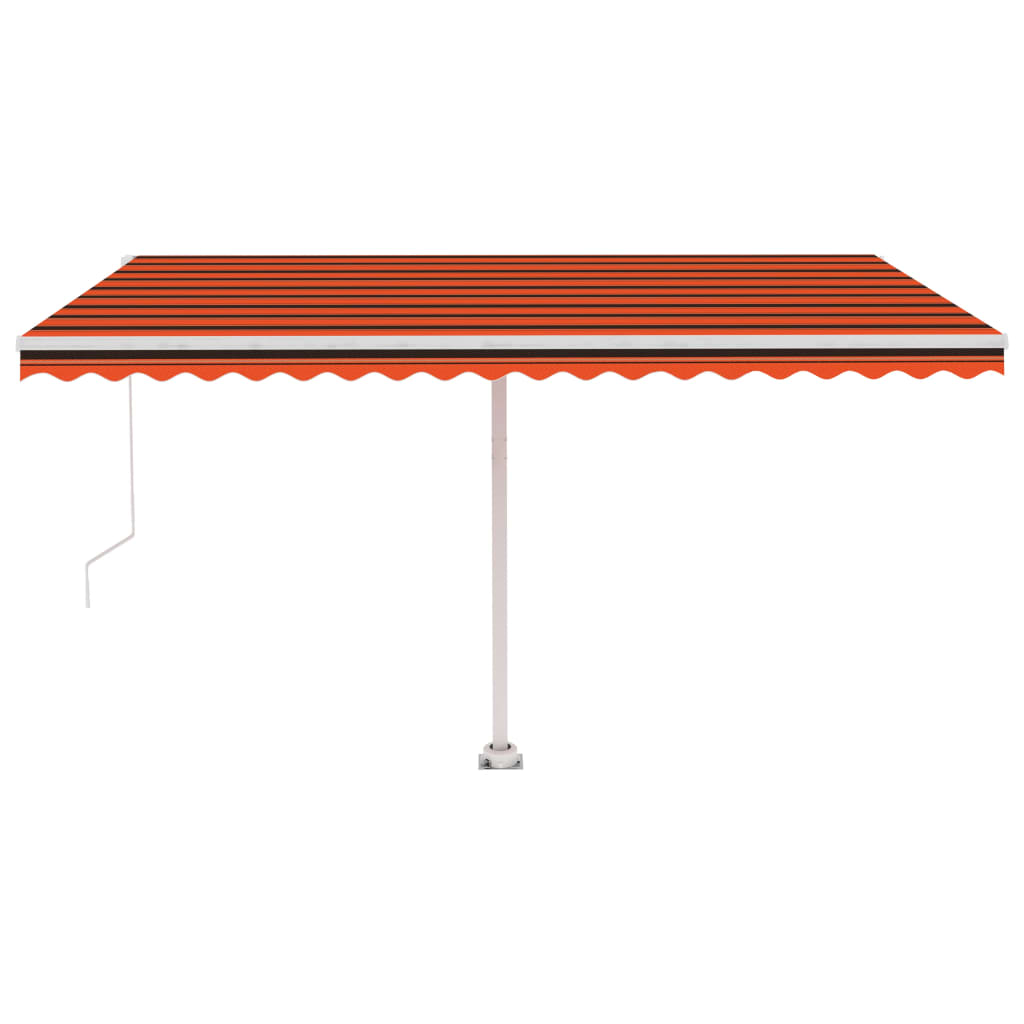 VidaXL Luifel handmatig uittrekbaar met LED 400x350 cm oranje en bruin