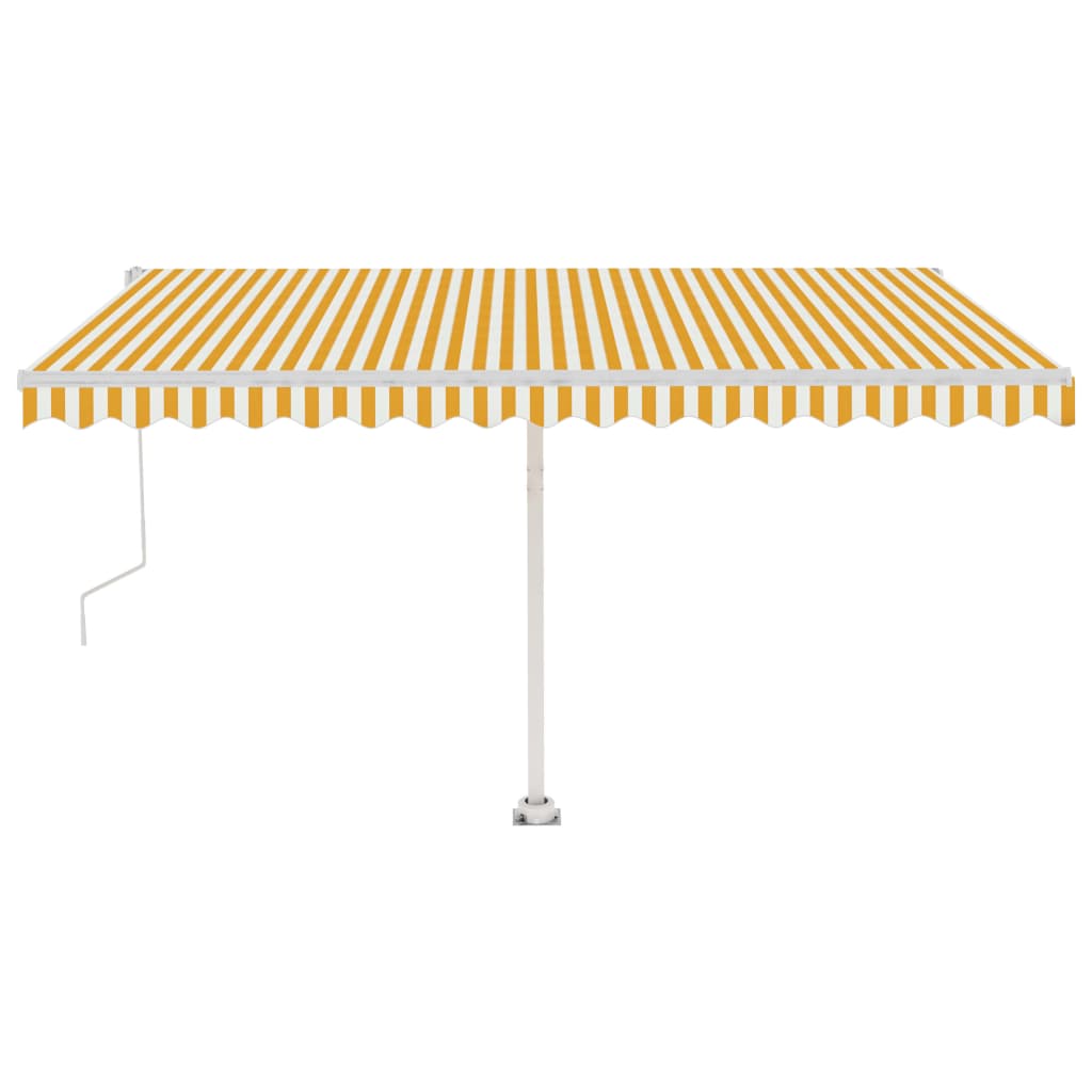 VidaXL Luifel vrijstaand automatisch 400x350 cm geel en wit