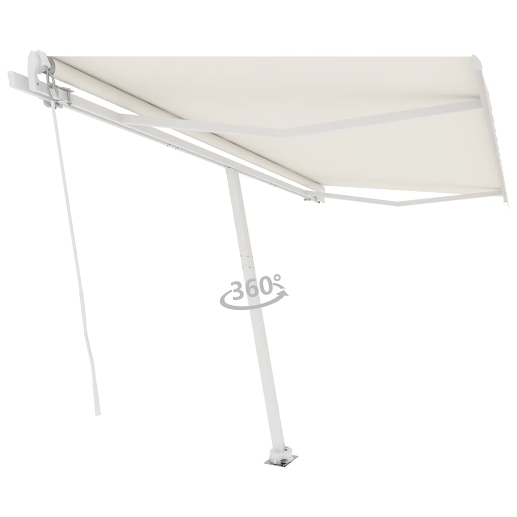 VidaXL Luifel vrijstaand handmatig uittrekbaar 450x350 cm crèmekleurig