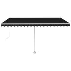 VidaXL Luifel handmatig uittrekbaar met LED 450x350 cm antracietkleur