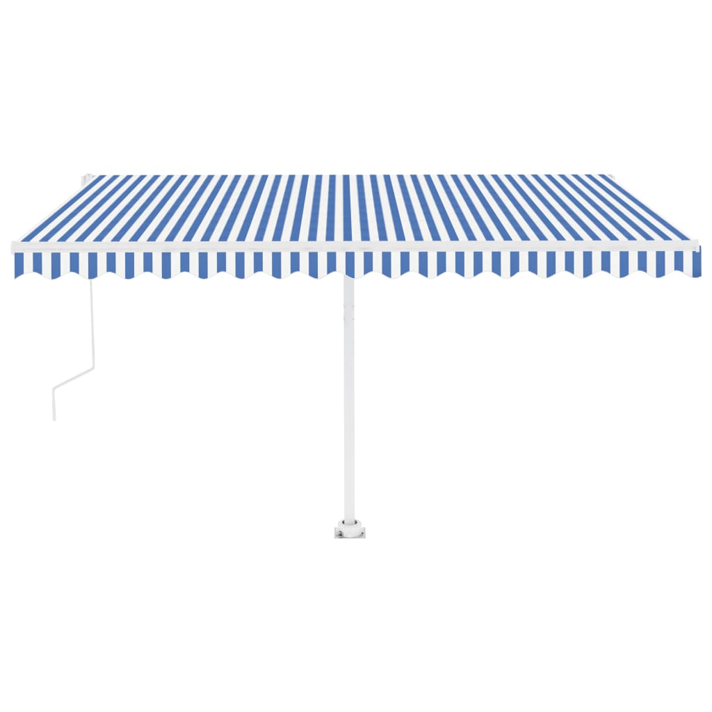 VidaXL Luifel vrijstaand automatisch 450x350 cm blauw en wit