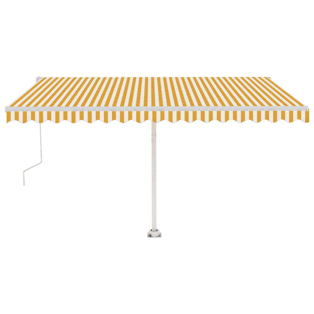VidaXL Luifel automatisch met LED en windsensor 450x350 cm geel wit