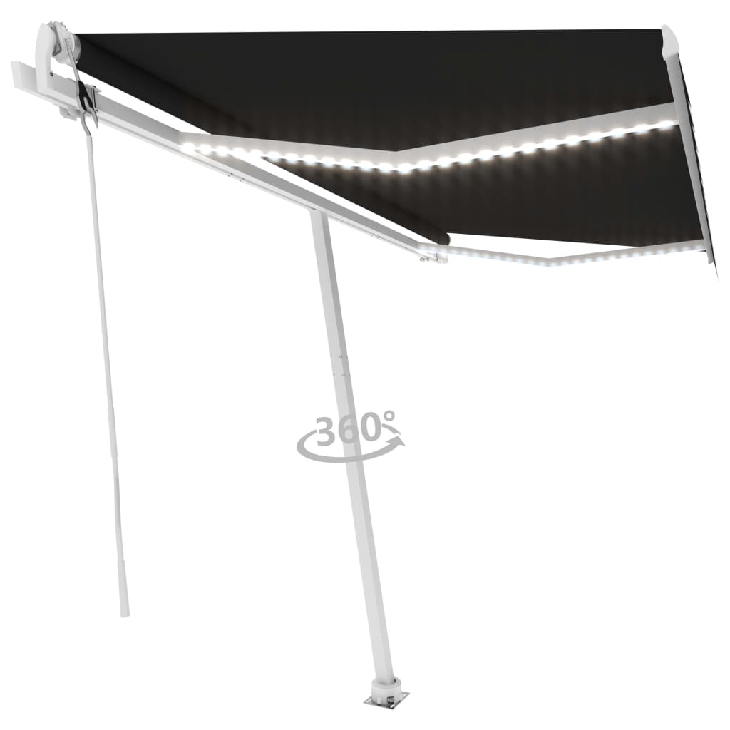 VidaXL Luifel automatisch met LED en windsensor 450x350 cm antraciet