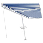 VidaXL Luifel vrijstaand handmatig uittrekbaar 500x350 cm blauw en wit