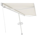 VidaXL Luifel vrijstaand handmatig uittrekbaar 500x350 cm crèmekleurig