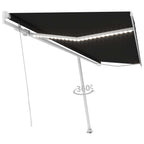 VidaXL Luifel handmatig uittrekbaar met LED 500x350 cm antracietkleur
