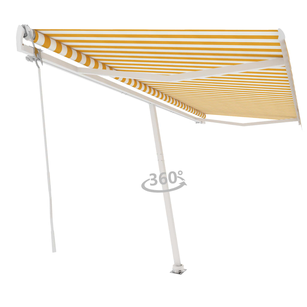 VidaXL Luifel vrijstaand automatisch 500x350 cm geel en wit