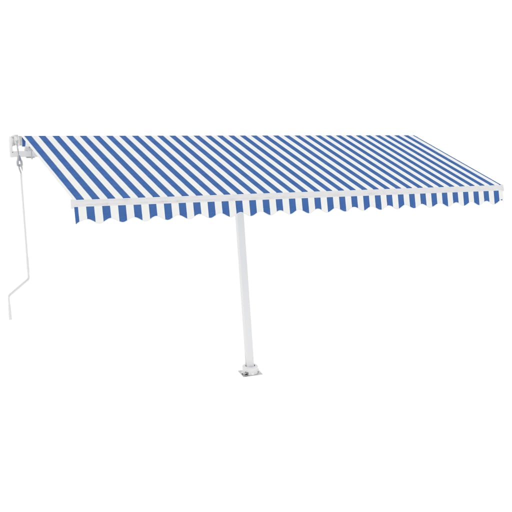 VidaXL Luifel automatisch met LED en windsensor 500x350 cm blauw wit