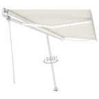 VidaXL Luifel automatisch met LED en windsensor 500x350 cm crèmekleur