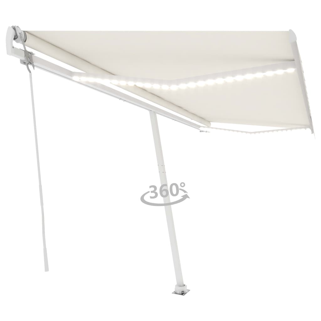 VidaXL Luifel automatisch met LED en windsensor 500x350 cm crèmekleur