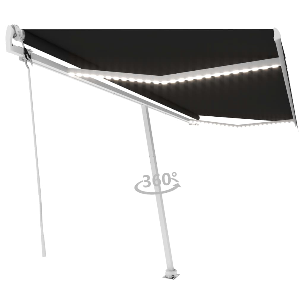 VidaXL Luifel automatisch met LED en windsensor 500x350 cm antraciet