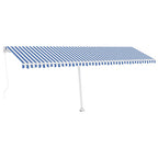 VidaXL Luifel handmatig uittrekbaar met LED 600x350 cm blauw en wit