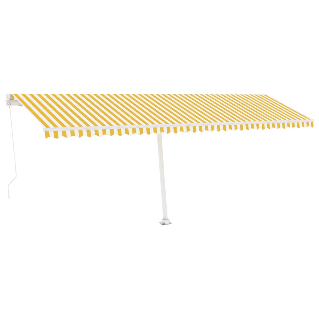 VidaXL Luifel handmatig uittrekbaar met LED 600x350 cm geel en wit