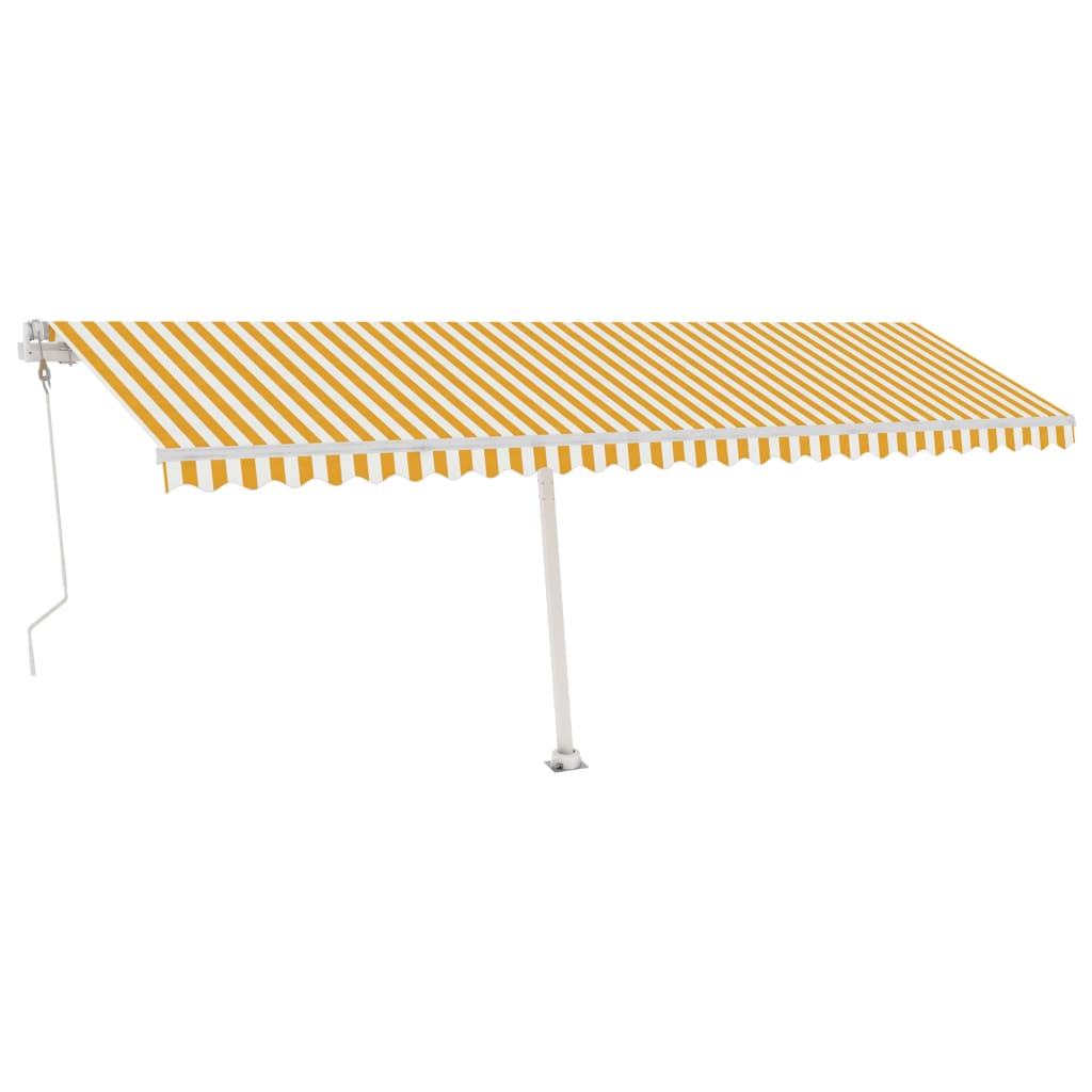 VidaXL Luifel automatisch met LED en windsensor 600x350 cm geel en wit