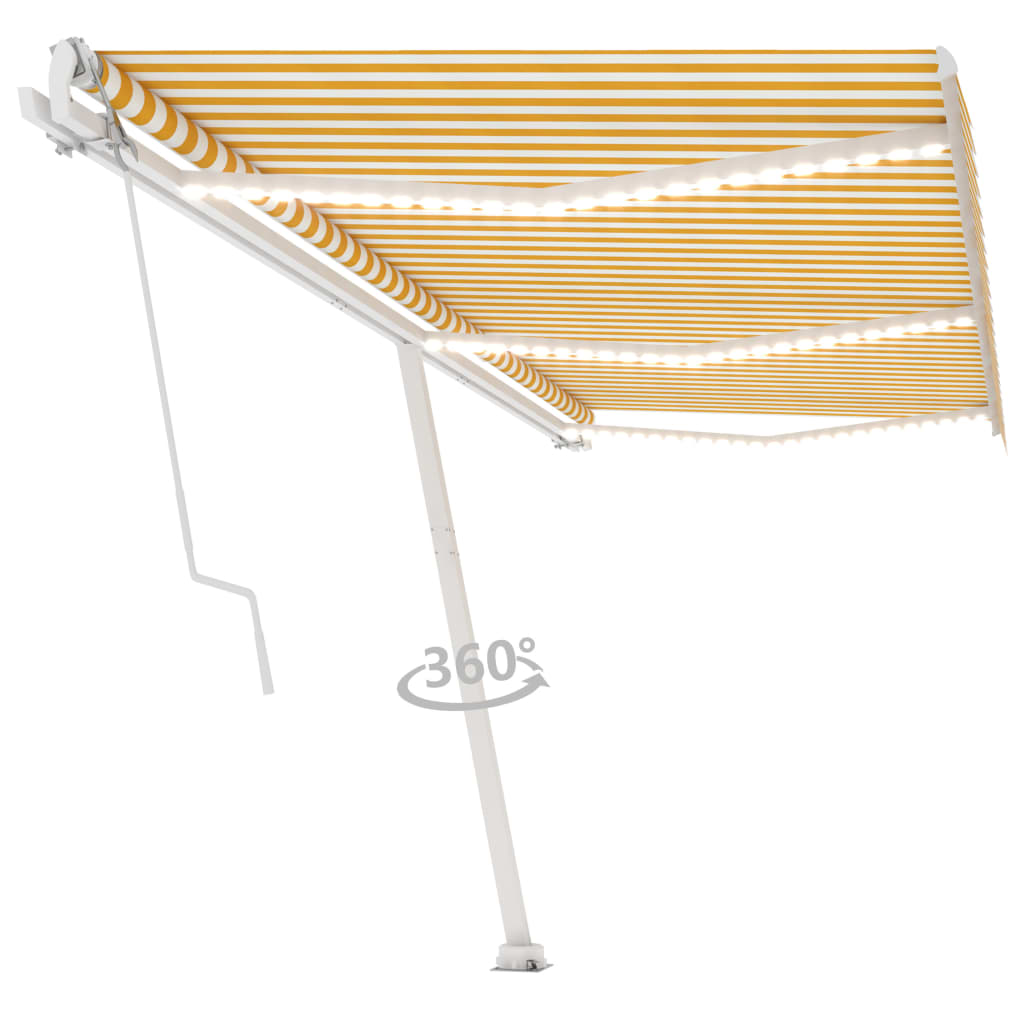 VidaXL Luifel automatisch met LED en windsensor 600x350 cm geel en wit