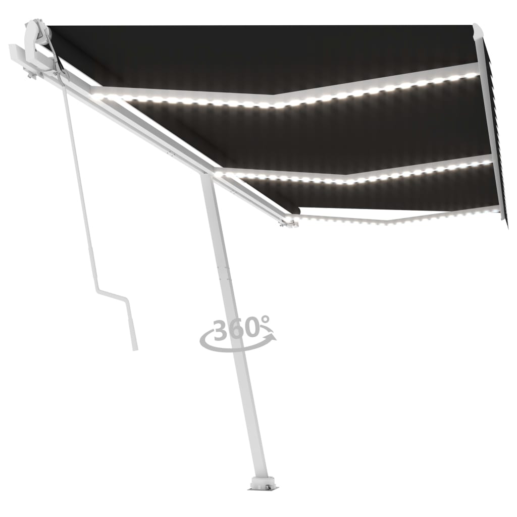 VidaXL Luifel automatisch met LED en windsensor 600x350 cm antraciet
