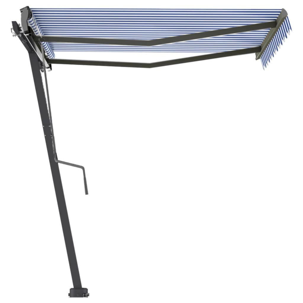 VidaXL Luifel vrijstaand handmatig uittrekbaar 300x250 cm blauw en wit