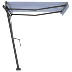 VidaXL Luifel vrijstaand handmatig uittrekbaar 300x250 cm blauw en wit