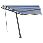 VidaXL Luifel handmatig uittrekbaar met LED 300x250 cm blauw en wit