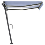 VidaXL Luifel handmatig uittrekbaar met LED 300x250 cm blauw en wit