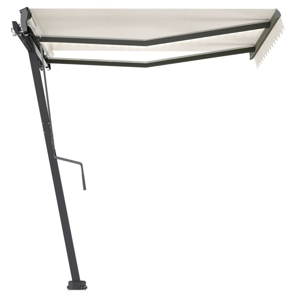 VidaXL Luifel handmatig uittrekbaar met LED 300x250 cm crèmekleurig