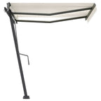VidaXL Luifel handmatig uittrekbaar met LED 300x250 cm crèmekleurig