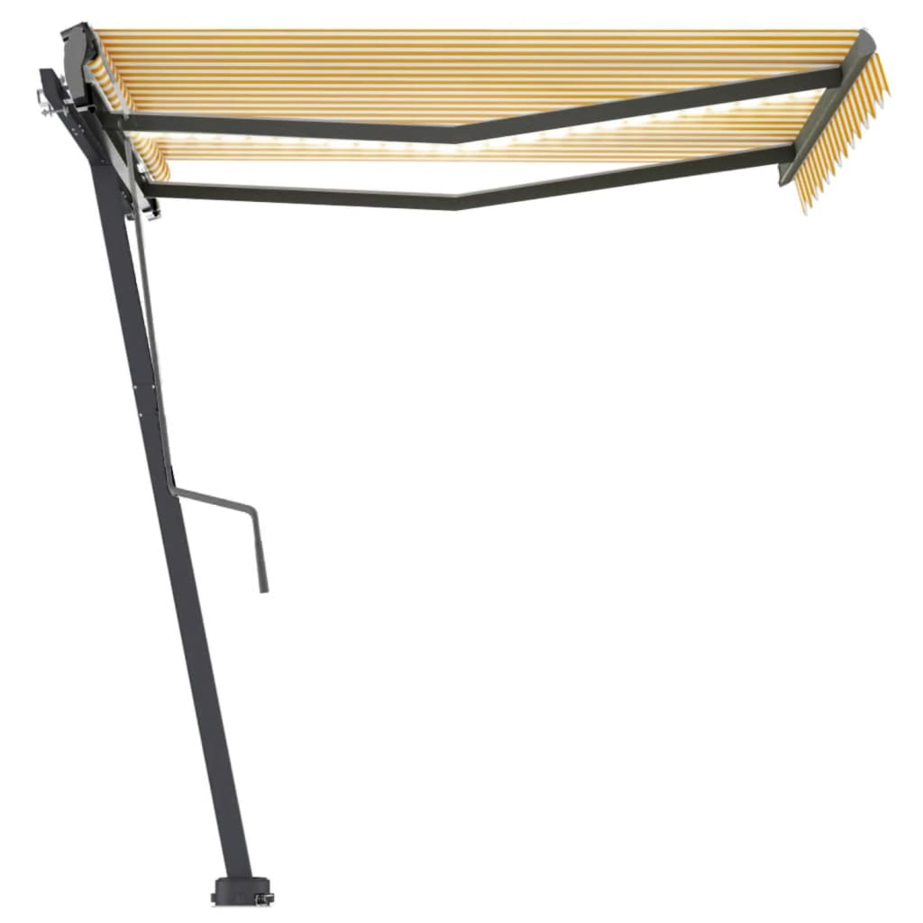 VidaXL Luifel handmatig uittrekbaar met LED 300x250 cm geel en wit