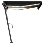 VidaXL Luifel handmatig uittrekbaar met LED 300x250 cm antracietkleur