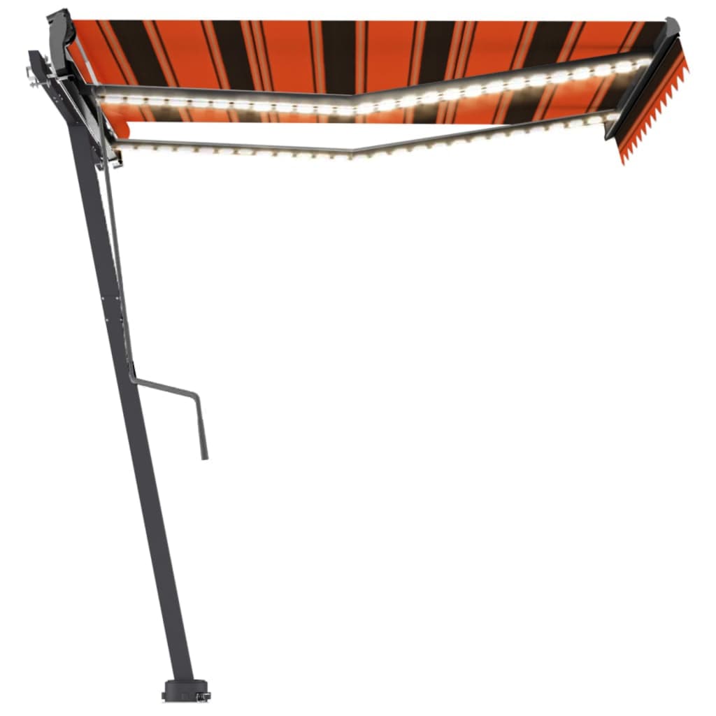 VidaXL Luifel handmatig uittrekbaar met LED 300x250 cm oranje en bruin