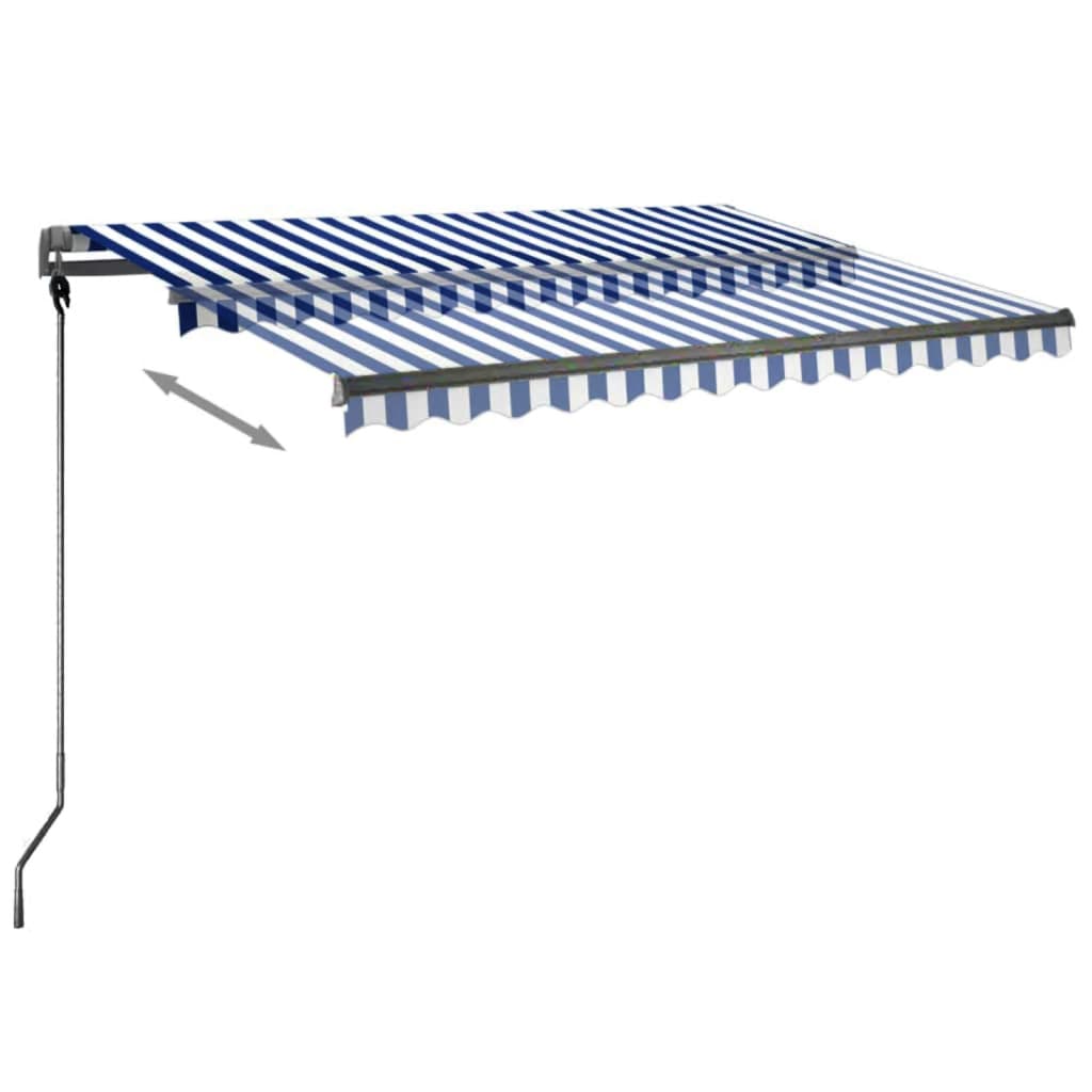VidaXL Luifel vrijstaand automatisch 300x250 cm blauw en wit
