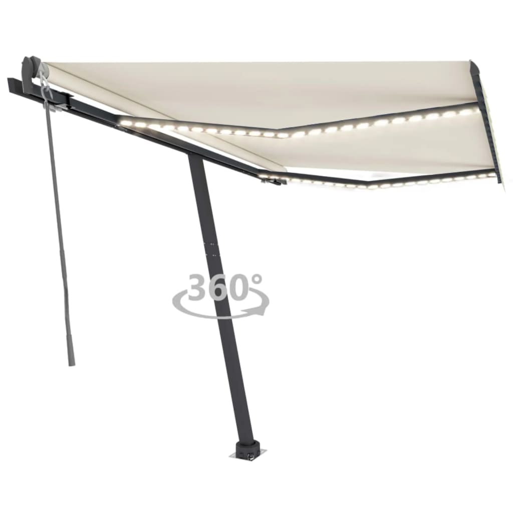 VidaXL Luifel automatisch met LED en windsensor 300x250 cm crèmekleur
